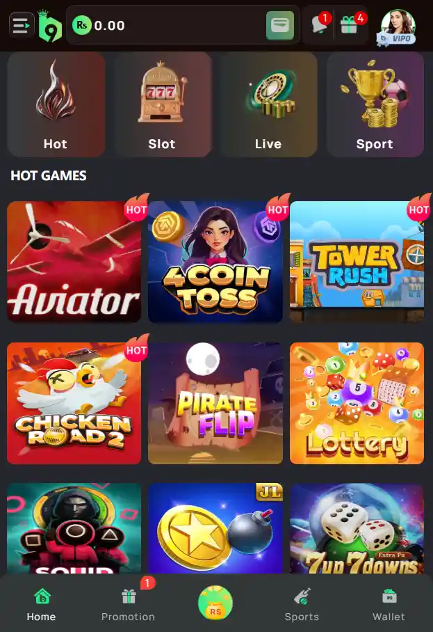 Aviator crash game interface on B9 Game app
