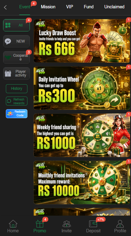 Jeeto999 Game Promotional banner highlighting exclusive features, updates, and special offers with a clear and engaging design.