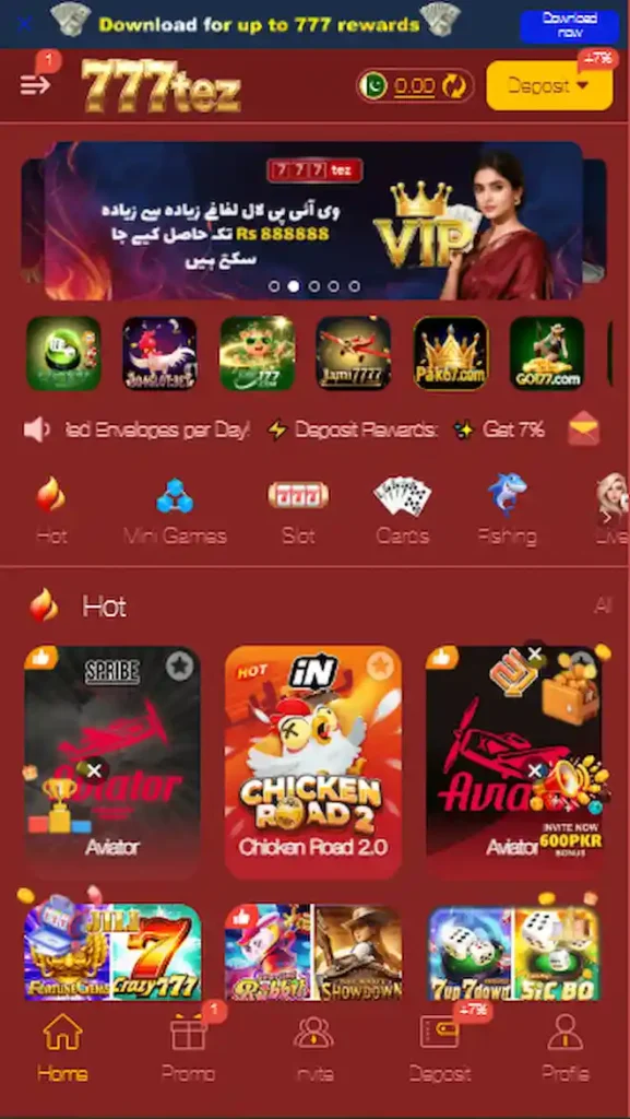 777TEZ Game Download APK for Android with Bonus and Easypaisa Support